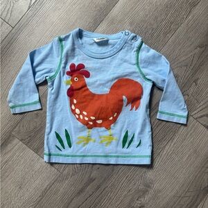 Baby Boden Light Blue Long Sleeve Tee with Rooster